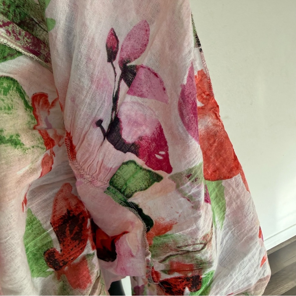Embellished Floral Tiered Mini Dress - Pink & Green - Picture 14 of 14
